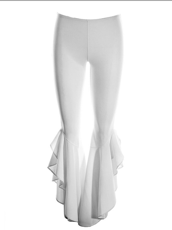 Jeff Gallano Pants - NWT Jeff Galliano “PAMELA” White Ruffle Flare Pants Made in France Size 2